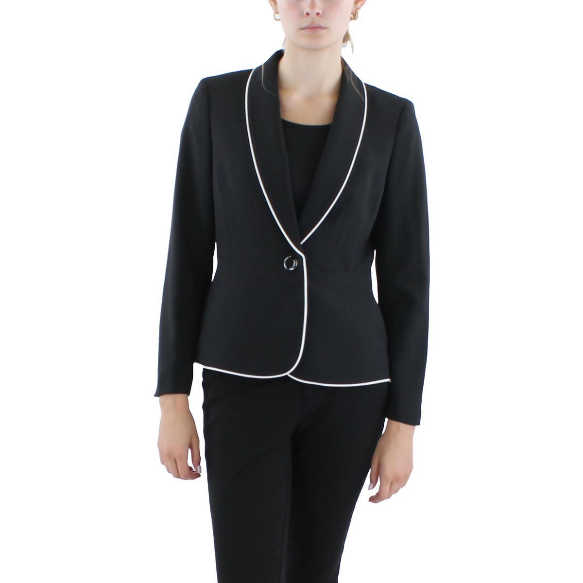 Женский пиджак-блейзер Le Suit с черной окантовкой на одной пуговице Petites 4P BHFO 4554