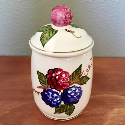 VTG KNOTT S BERRY FARM Jam Jelly Jar with Lid Blackberries Raspberries. 5 X 3 
