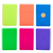 6 x Zigarettenbox Zigarettenetui f&uuml;r 20 Zigaretten Dose Kunststoff neon farbig