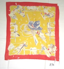 VINTAGE COWBOY WESTERN YELLOW BANDANA 30S 40S OLD ASIS WASH FAST  NO RN# A36