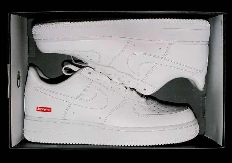 Nike Air Force One 1 Low SUPREME boîte rouge blanche logo CU9225 100 AF1 9
