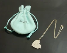 Authentic Tiffany & Co. Necklace diamond 1P WITH LOVE Sterling Silver #8969