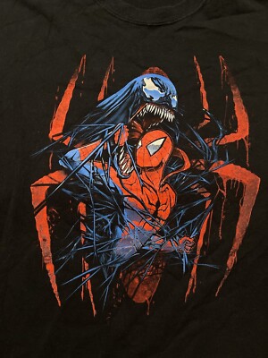 Marvel Comics Spider-Man vs Venom Black T Shirt Rare Size L Marvel Comics Spider-Man vs Venom Black T Shirt Rare Size L