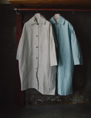 NWT Cawley Studio Faro Mac Sky Blue Long Cotton Trench Coat Jacket Size Medium M - Picture 4 of 13