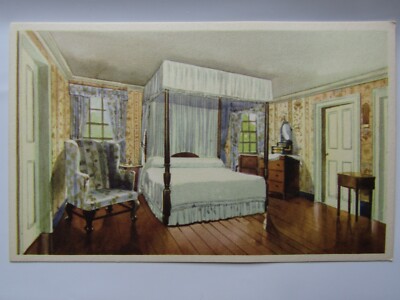 General Washington Bed Chamber, Mount Vernon, Virginia ,Watercolor Postcard