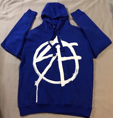 Simeon Farrar Hoodie Adult Medium Blue Sweatshirt Painted Initial Drawstring