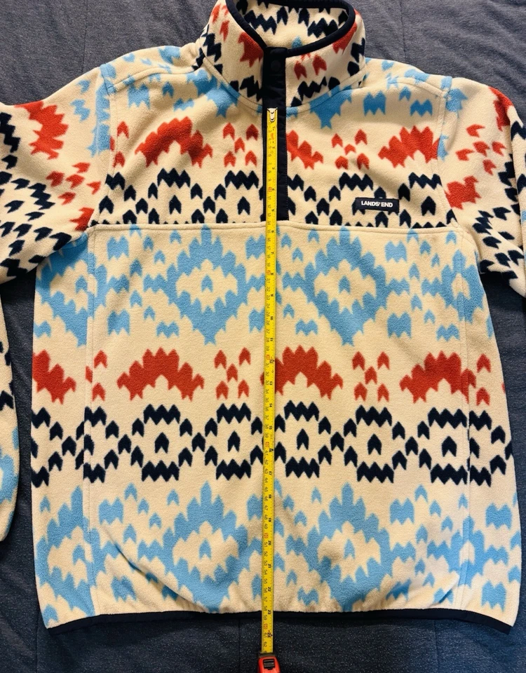 Lands' End Heritage Men's Medium Fleece Jacket 1/4 Snap Neck Print Pullover - Image 4 of 4
