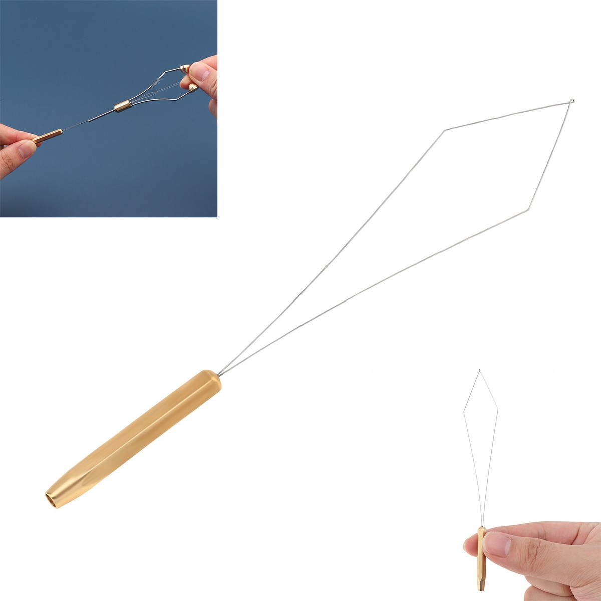 1x Fishing Line Winder Bobbin Threader Wire Pulling Hook, Flies