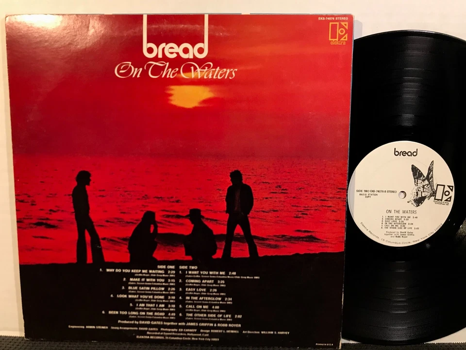 BREAD On The Waters LP ELEKTRA EKS-74076 STEREO DJ PROMO 1970 Rock Bio Insert Foto 3 de 3