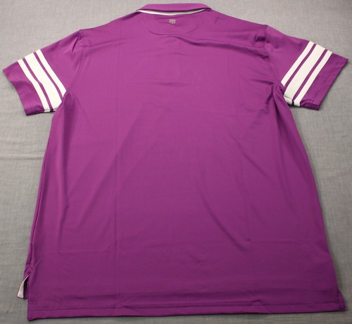 Bobby Jones Rule 18 Logo Mens Purple w White Stripes SS Polo Golf Shirt NWT XL - Picture 3 of 6