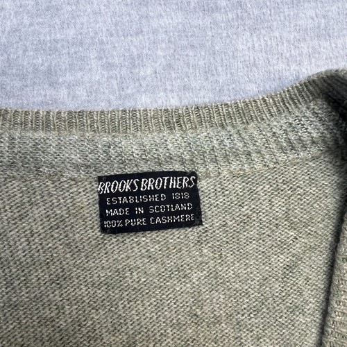Vintage 60s Brooks Brothers Sweater Vest Mens Medium Green Cashmere Scotland - Picture 6 of 8