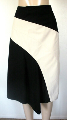 The Limited 10 Black Ivory Colorblock Asymetrical Hem Knee Length A ...