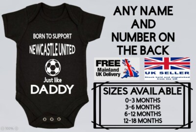 Personalised Newcastle United Born to Support Baby Bodysuits Grows Vest  Football UK