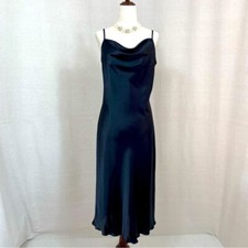 BEBE Silky Satin Slip Flattering Sleeveless Black Dress