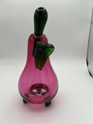 JAROSLAV SVOBODA Karlov Czech Republic Hand Blown Art Glass Pink Pear 10.5 