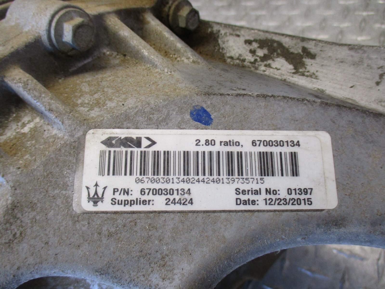 14-17 2017 Maserati Ghibli  RWD REAR CARRIER DIFF DIFFERENTIAL 670030134