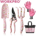 WORKPRO 5PIECE Garden Tool Set Aluminum Heavy Duty Gardening Tool Set w/Tool Bag