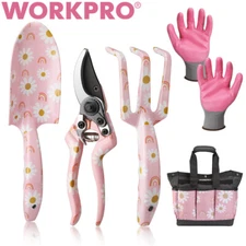 WORKPRO 5PIECE Garden Tool Set Aluminum Heavy Duty Gardening Tool Set w/Tool Bag