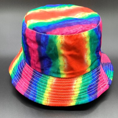 PRIDE BUCKET HAT RAINBOW TIE DYE COLORFUL UNISEX SUN STYLE