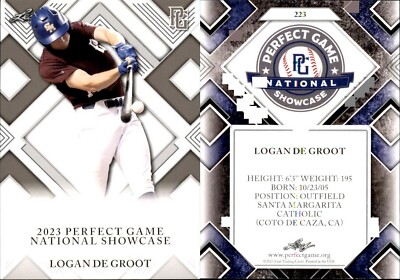 LOGAN DE GROOT Rookie 2023 Leaf Perfect Game National Showcase RC #223