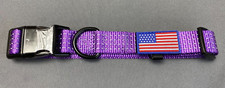    Purple With American Flag Dog Collars Adjustable Dog Collar Large   