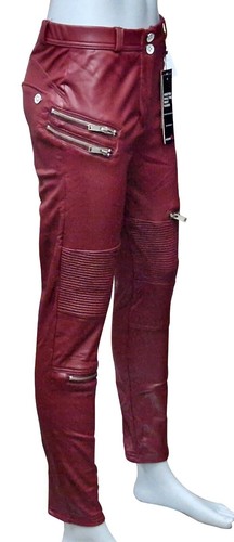 Jeans firmati HUGZ vino bordeaux ecopelle pantaloni da motociclista vita media prezzo consigliato £ 70 - Foto 1 di 10