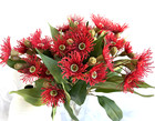 AUSTRALIAN NATIVE FLOWER EUCALYPTUS GUM BLOSSOM STEM RED FAUX SILK FLOWERS STEMS