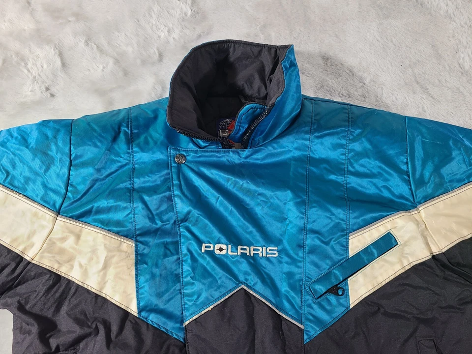 Vintage Polaris Snowmobile Jacket Mens Small Colorblock Winter Sports Ski Coat - Image 3 of 4