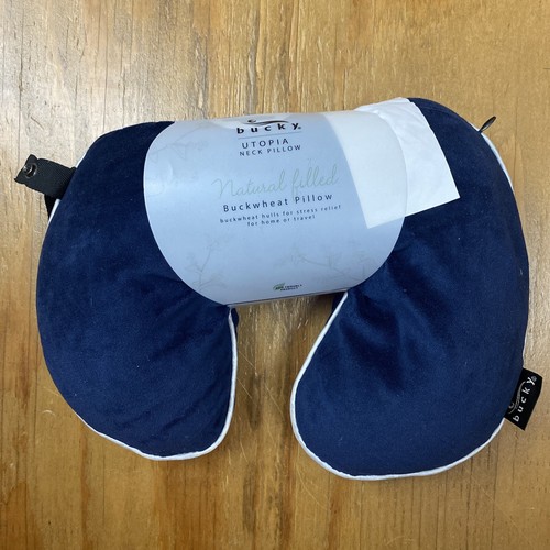 Bucky Utopia UShaped Buckwheat Filled Neck Pillow, Midnight Blue New