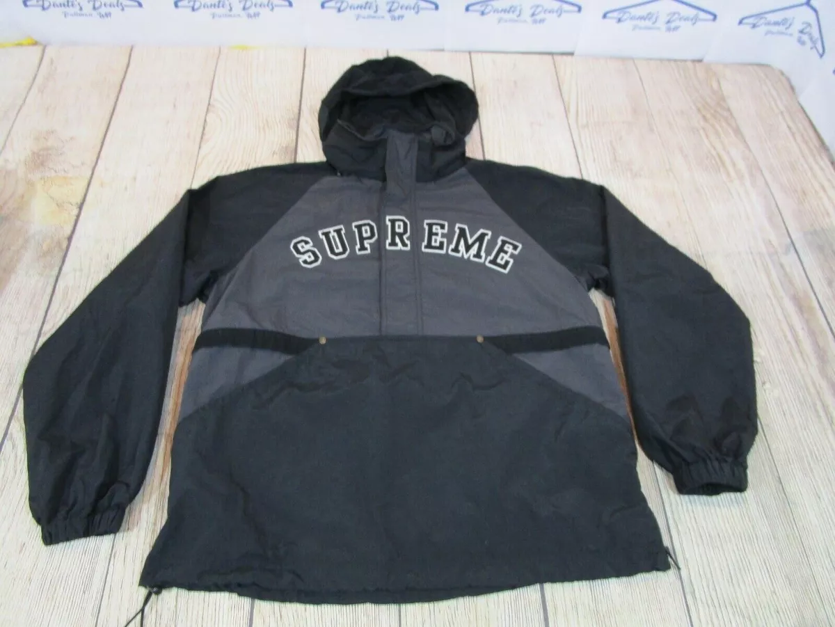 SS18 Supreme Court Half Zip Pullover Packable Hood Rain Jacket Black Medium *