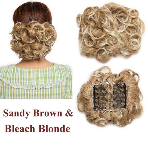 Large Curly Chignon Messy Bun Updo Combs Clip in Hair Piece Natural Extensions - Picture 14 of 33
