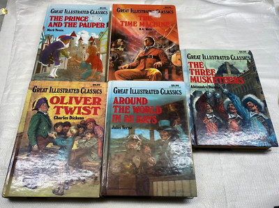 Twisted Time Machine Great IIlustrated Classics 5 Bk lot Oliver Twist, time Machine,Three ...