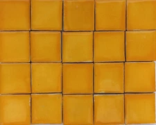 200 pcs TALAVERA TILES 1" x 1" Yellow mexican clay handmade folk art