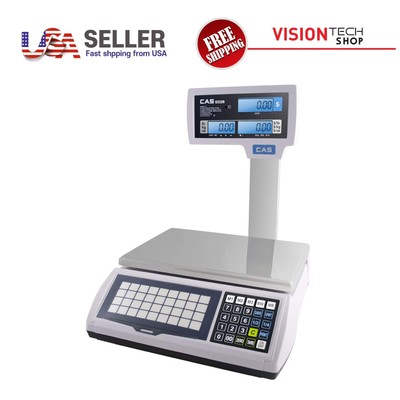 [CAS] S2000Jr Price Computing Scale with LCD Display & Pole, 15lbx0.005lb, NTEP
