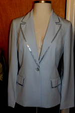 Together Women's Blazer Sparkly Trim Jacket Size-14 Sky Blue Nwt!