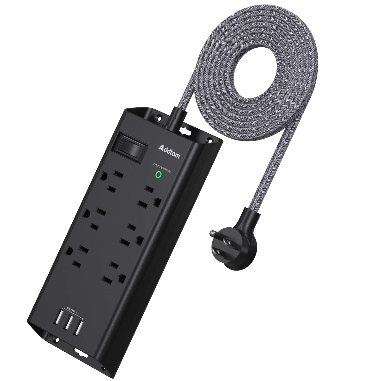 Power Strip Surge Protector 6 Outlets and 3 USB Ports 5Ft Long Extension Cord...