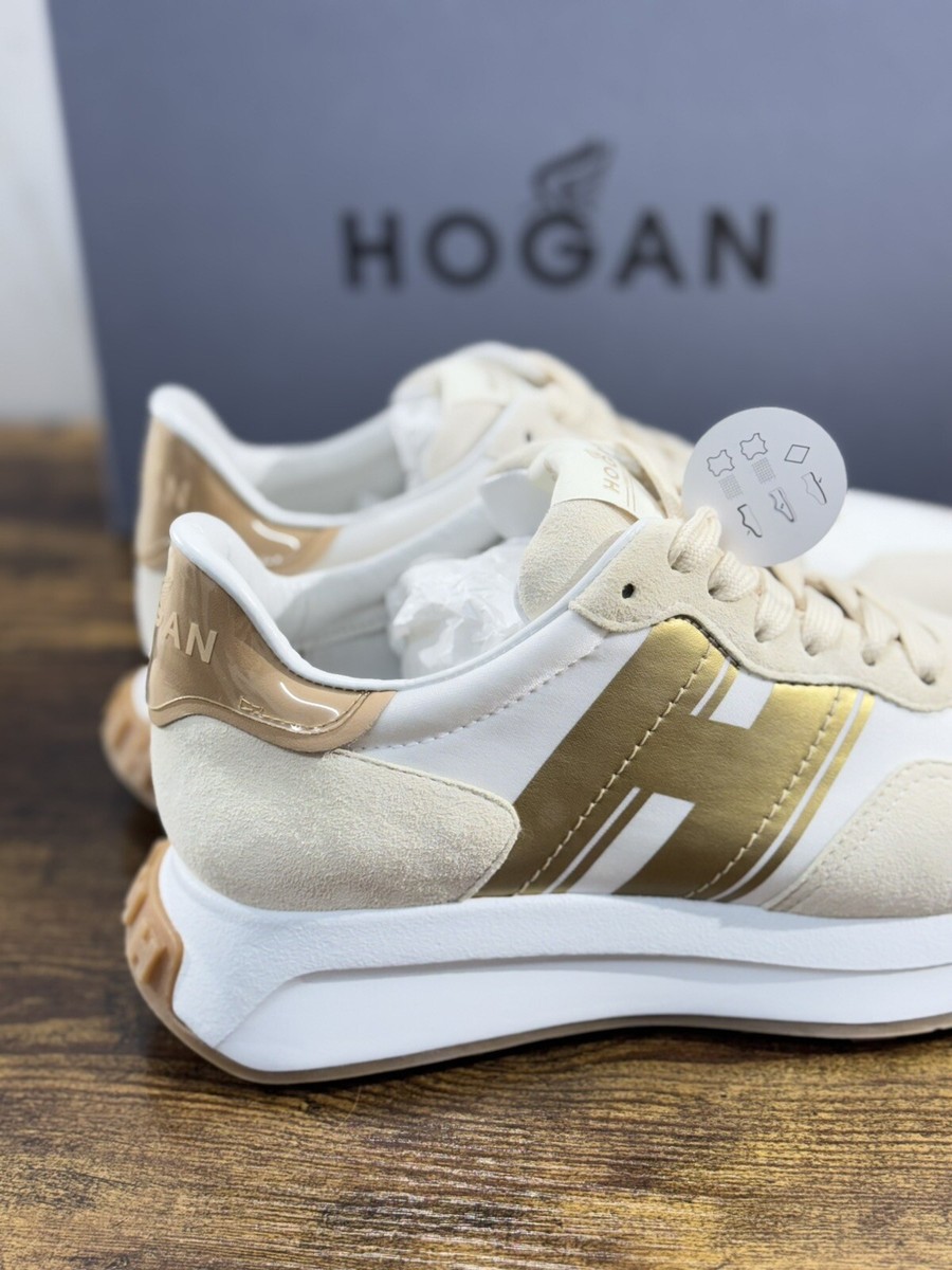 Hogan H641 Women's Sneakers Suede Beige Memory Foam Luxury