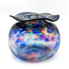 Contemporary Signed Multicolor Blown Glass Vase