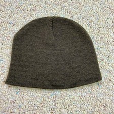 Childrens Unisex Beanie One Size Olive Green Tight Knit Stretch Skater Grunge