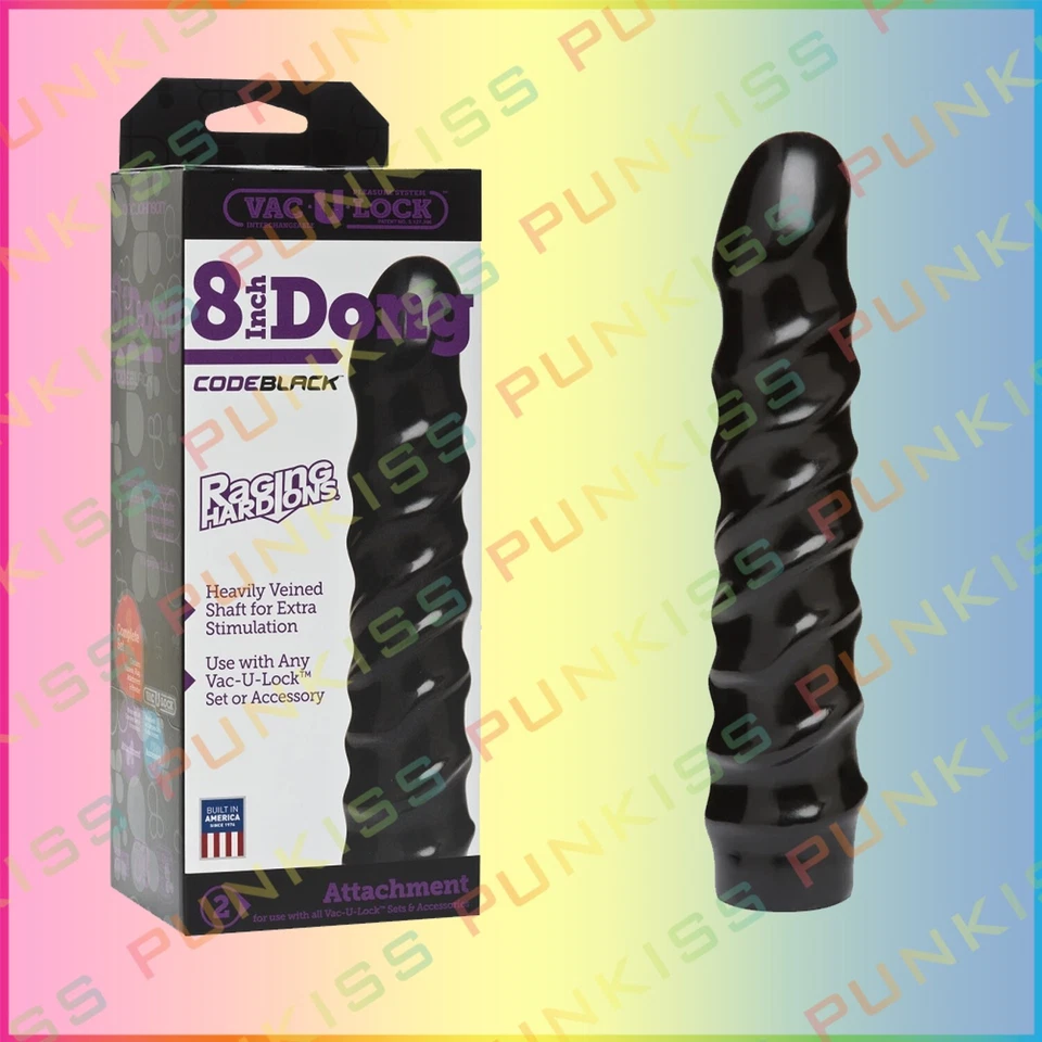 Vac U Lock Code Black 8" Raging Hard Ons💋Dong Dildo Vaginal Anal Sex Toy - Image 2 of 4
