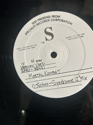 The Immortals Mortal Kombat Theme 12'' TEST PRESS Vinyl LP - Rare - Techno!