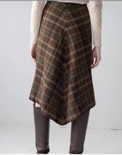 62 Ralph Lauren Vintage Plaid V Hem Lined Wool Skirt 2p