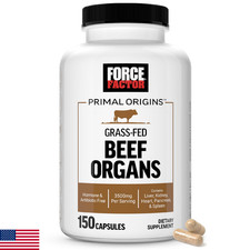 Force Factor Primal Origins Grass-Fed Beef Organs, Pasture-Raised Supplement wit
