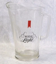 Vintage Heavy MICHELOB BEER Clear Glass Pitcher, 56 Oz., 9" x 5 3/4"