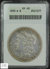 1893 S Morgan Silver Dollar $1 Old Soap Box Holder ANACS XF 40