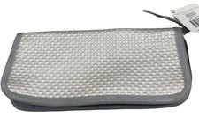 silver gray fabric black lining zipper bag makeup case storage 9" x 4" NEW READ
