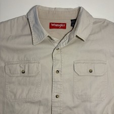 Wrangler Men's Long Sleeve Button-Up Shirt In Beige Size XL Chest Pockets