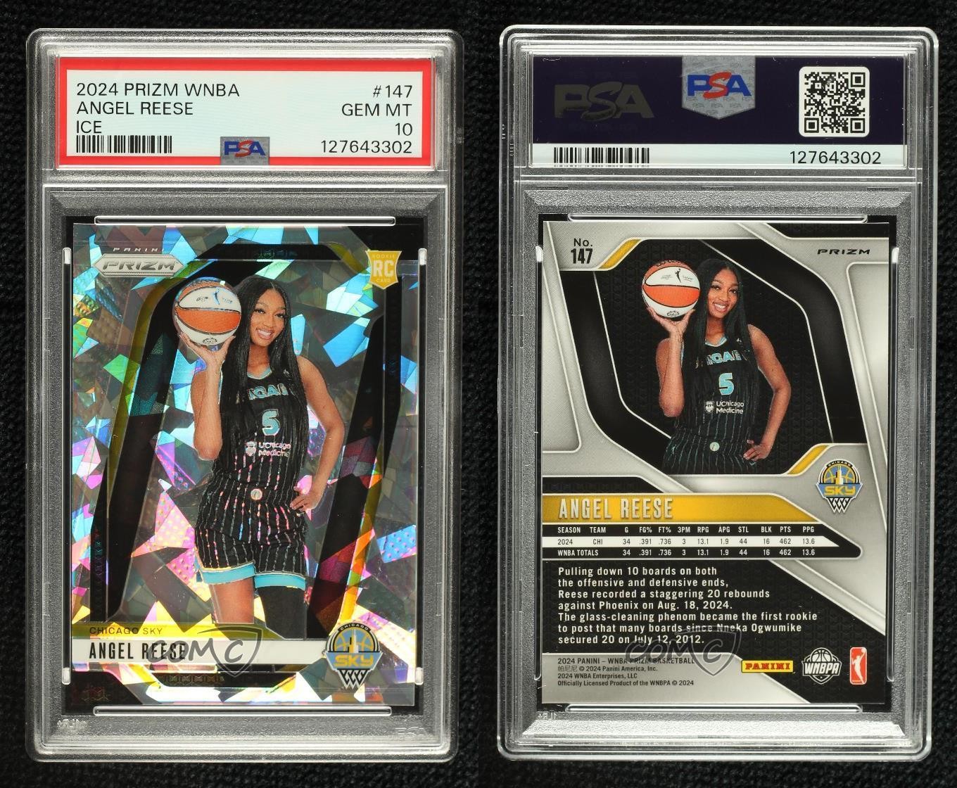 2024 Panini Prizm WNBA Ice Prizm Angel Reese #147 PSA 10 GEM MT Rookie RC view 3