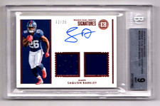SAQUON BARKLEY  2018 PANINI ENCASED ROOKIE DUAL SWATCH SIGNATURES    # 14 / # 25