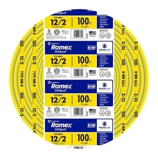 Romex Brand Simpull Solid Indoor 12/2 W/G NMB Electrical Cable 100ft coil